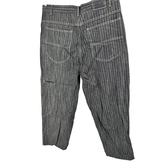 Vintage Francois Girbaud Railroad Striped Jeans Mens 38 Black baggy Grunge Read